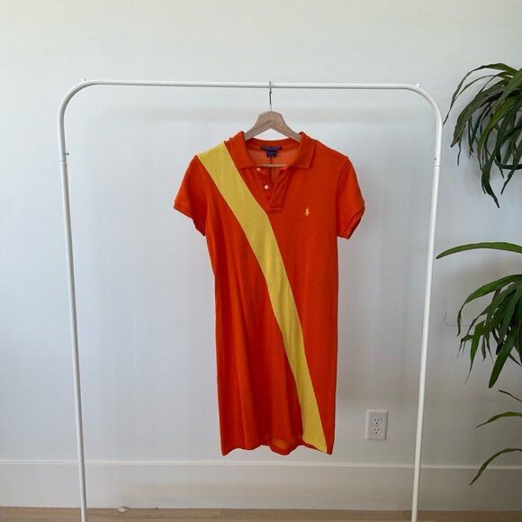 Ralph Lauren Purple Label Orange Banner Sash Shirt Dress